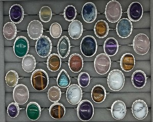 Natural Assorted Gemstone Brass Bezel Setting Silver Plated Handmade <b>Statement</b> <b>Rings</b> Unisex Wholesale Fashion Bulk <b>Ring</b> - Product Image 2