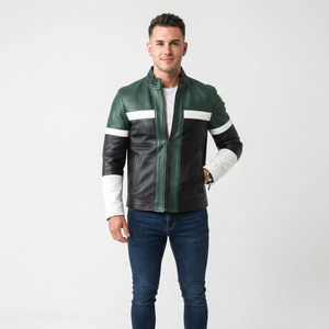 Chaqueta de Motociclista para Hombre, de Cuero PU, Estilo Racer, Resistente al Viento, con Cierre, Cuello Alto, Corte Ajustado, Impermeable, Chaqueta de Motociclista Genuina - Product Image 6