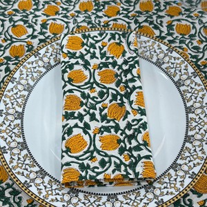 Printed Cotton Linen <b>Tablecloth</b> <b>Green</b> Yellow Plant Pattern Classic Style Washable Home Use Rectangle Cover - Product Image 3
