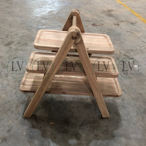 High Quality Natural Acacia Wooden Cupcake Display Stand Dessert Stands with Serving <b>Tray</b> for Party Restaurant from Vietnam - Product Image 6