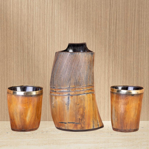 Chope à bière en corne de buffle africain, style Viking médiéval, faite à la main, pour fêtes et restaurants - Product Image 3