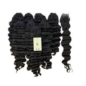 เครื่องดึงเส้นด้ายสองชั้นแบบนุ่มคลื่นลึกแบบธรรมชาติสีดำดิบจากเวียดนาม - Product Image 1