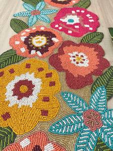 <b>Black</b> Gold Embroidered Floral Eco-Friendly Durable Luxury Table <b>Runner</b> Rectangle Fabric Handmade Mats - Product Image 5