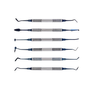 Juego de Instrumentos Quirúrgicos Dentales de 6 Piezas, con Empuñadura Azul Moleteada, Herramientas Manuales de Precisión, Acero Inoxidable Clase I, Kit de Ortodoncia - Product Image 3