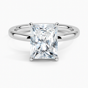 SOJ <b>Ring</b> 01 Radiant Cut 925 <b>Silver</b> Rhodium Plated Five <b>Stone</b> Prong Set Solitaire Engagement <b>Ring</b> GRA Certified 2ct D Moissanite - Product Image 1