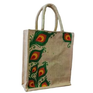 Bolsa de Yute Rectangular Estampada - Diseño Art Deco Ecológico Hecho a Mano 100% Reciclable Ligero y Duradero para Uso en Exteriores - Product Image 1