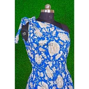 ชุดเดรสโบโฮฤดูร้อนสำหรับผู้หญิง ผ้าฝ้ายพิมพ์ลายบล็อก ดีไซน์เนอร์ทำมือ ชุดเดรสยาวน้ำหนักเบา ลายดอกไม้ สวมใส่สบายๆ สำหรับไปเที่ยวชายหาดหรือวันหยุด - Product Image 3