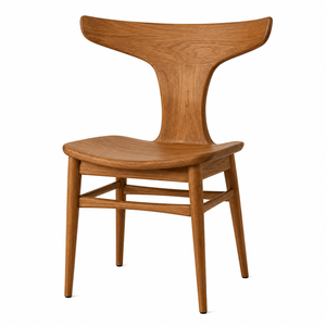 Modern Scandinavian Design Teak Wood Crown <b>Back</b> Dining Chair-<b>Waterproof</b> & Eco-Friendly Outdoor Dining Furniture - Product Image 3