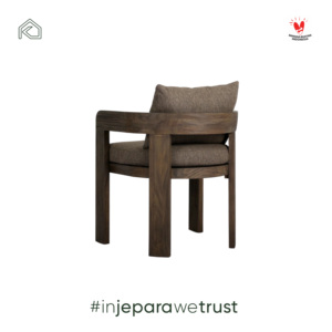 Fauteuil lounge de luxe en teck massif, style Japandi moderne, rembourré, pour café, villa, hôtel, Indonésie - Product Image 4