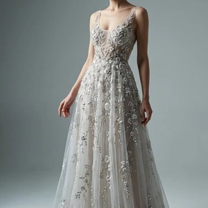 Vestido de Noche Blanco de Alta Calidad con Cuello Halter y Pedrería, Vestido de Gala de Tul Plisado con Cristales, Elegante Traje Formal - Product Image 1