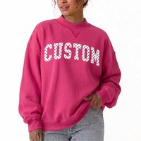 Pull à col rond unisexe surdimensionné rose personnalisé brodé et imprimé, à épaules tombantes, décontracté d'hiver, uni, respirant, en Spandex/Coton