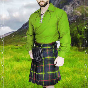 Chemise écossaise Jacobite pour homme, manches longues, à lacets, tenue de Kilt des Highlands, costume de pirate Renaissance en coton, personnalisable OEM - Product Image 6
