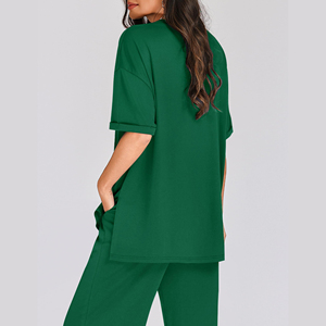 Women's Two-piece Co-rod <b>Set</b> Solid Twill Printed Cotton Blend Customizable Logo Casual Streetwear For Summer Women's <b>Sets</b> - Product Image 2