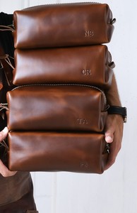 Neceser de Cuero Genuino Hecho a Mano, Estilo Vintage, Premium, para Hombre, Bolsa de Viaje, con Logotipo Personalizado, Kit de Afeitado LNTB-0003 - Product Image 5