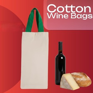 Cotton Canvas Bottle Gift Sleeve Reusable Beverage Tote - Product Image 1