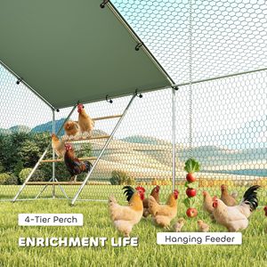 Grande Pollaio 26FT X 10FT X 6.4FT con Copertura Impermeabile, Gabbia Metallica per Animali con Porta per l'Alimentazione, Mangiatoia Sospesa e Posatoio per Galline - Product Image 3