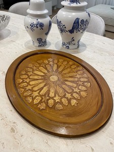 Middle Eastern Style Wooden Serving Tray With Golden Printing for Dates Arabic Coffee Ramadan Eid Hospitality Decoration - Product Image 2