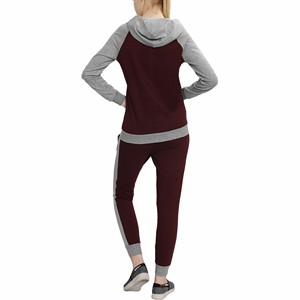 High Quality Winter Fleece 100% Cotton Tracksuit Women Long Sleeve Warm <b>Plus</b> <b>Size</b> Custom Logo Patchwork Cherry Grey Jogging OEM - Product Image 2