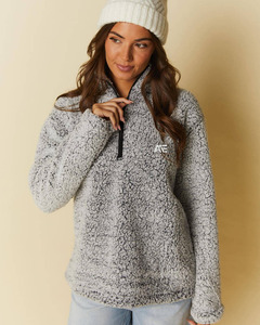 Sudadera de forro polar borg cómoda para mujer con cremallera de un cuarto, ropa al por mayor, sudaderas con capucha para mujer - Product Image 3