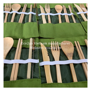 Cubiertos de Bambú Más Vendidos: Cuchara, Tenedor, Cuchillo, Palillos, Pajita y Limpiador para Pajitas, Disponible para Viajes y Actividades al Aire Libre - Product Image 4