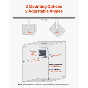 Riscaldatore Elettrico da Garage da 10.000 Watt con Telecomando, Timer 10 Ore e Protezione dal Surriscaldamento, Montaggio a Parete/Soffitto per Riscaldamento Officina - Product Image 5
