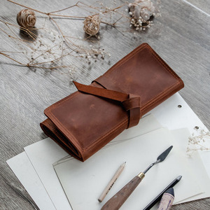Rouleau de rangement pour artistes en cuir, organisateur de crayons à plusieurs compartiments, design personnalisé, fournisseur en gros à vendre à bas prix - Product Image 2