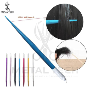 Juego de Agujas de Ventilación con Mango Metálico Multicolor, Agujas de Gancho de Acero Inoxidable para Extensiones de Cabello, Suministros para Pelucas y Frontales de Encaje - Product Image 6