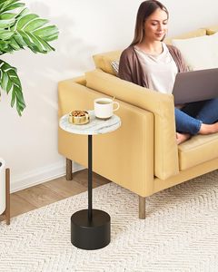 Metal Round Side <b>Table</b> <b>Small</b> Cocktail <b>Table</b> With <b>White</b> Marble Top Drinks <b>Table</b> for <b>Small</b> Spaces, Living Room Side <b>Tables</b> - Product Image 4
