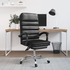 Silla de Oficina de Cuero Sintético Negro con Madera Contrachapada Ajustable y Función de Masaje Metálica - Product Image 1