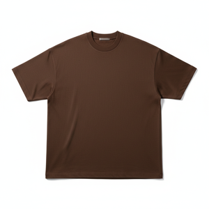 Camiseta Oversize de Cuello Redondo Color Marrón con Logotipo Frontal, Transpirable, de Poliéster/Algodón para Hombre - Product Image 1