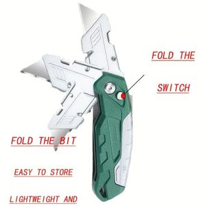 Set di 2 coltelli multiuso retrattili con 5 lame, manico pieghevole in plastica PTR, blocco di sicurezza e custodia per lame integrata - Product Image 4