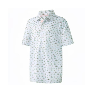 T-shirt d'été blanc à col rond et manches courtes pour enfants, en coton respirant, motif géométrique tie-dye, pour garçons et filles - Product Image 1