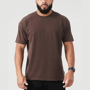 Custom OEM High Quality Custom 100% Cotton Blank <b>T</b>-<b>shirt</b> Crewneck Trend Oversize Men's <b>Heavy</b> <b>T</b>-<b>shirt</b> Stock - Product Image 5