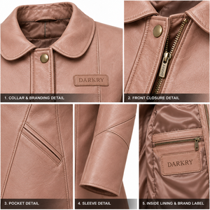 Womens Genuine Leather Long Duster <b>Coat</b> Dusty Rose Pink Tailored Slim Trench Jacket <b>Flared</b> Hem Turn Down Collar Button Outerwear - Product Image 6