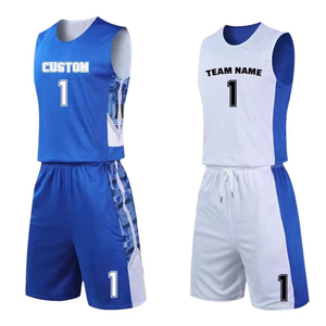 Ensemble de basketball personnalisé, impression sublimée, polyester, col rond, sans manches, unisexe adulte, évacuation de l'humidité, toutes saisons, service OEM - Product Image 1