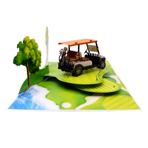 Nouvelle carte de vœux 3D pop-up pour la fête des pères, chariot de golf, création artisanale, écologique, recyclable, sculpture en papier - Product Image 3