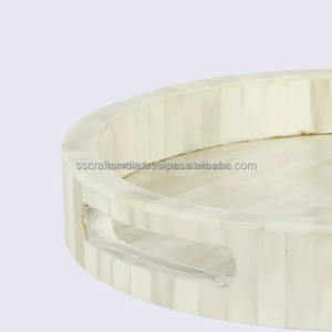 Plateau de service élégant en incrustation d'os pour l'affichage de la table basse, la décoration de la maison et la présentation de nourriture élégante du fournisseur indien - Product Image 4