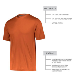 T-shirt à manches courtes pour homme, orange, 100% polyester, séchage rapide, coupe classique, vêtements décontractés, col rond, couleur unie, jersey tricoté, décontracté - Product Image 5