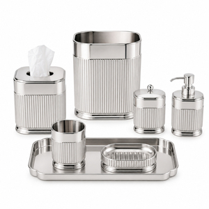 Premium Solid Brass Bathroom Set Luxury Golden Countertop Organizers <b>Toothbrush</b> <b>Holder</b> Soap Dish Tumbler Tray Waste Bin Sanitary - Product Image 2