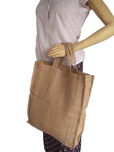 Burlap Shopping <b>Bag</b> <b>Medium</b> <b>Size</b> Top Handle Groceries Hand Length Handle Natural Color Lowellcraft Delhi - Product Image 4