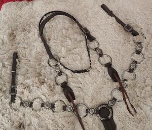 Conjunto de arreos para caballo de cuero genuino, ligero, de temporada, con anillas de cobre de tendencia, cabezada y pechera, para equitación - Product Image 4