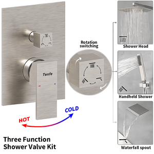 Male NPT 12 Inch Shower System Brushed Nickel Rain Shower Head Handheld Shower <b>Spray</b> Wall <b>Mount</b> Bath Hardware Set - Product Image 2