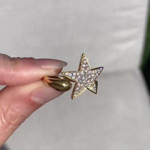 Anillo Abierto en Forma de Estrella con Micro Pavé de Diamantes Blancos de Corte Redondo para Mujer, Regalo de Cumpleaños, Joyería de Moda - Product Image 5