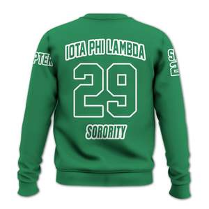 Chaqueta Universitaria Personalizada Iota Phi Lambda, Chaqueta Universitaria Verde Esmeralda Personalizada, Sudadera de la Hermandad Iota Phi Lambda - Product Image 6