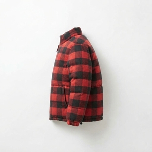 Veste matelassée pour homme, rouge et noir à carreaux, col montant, fermeture éclair, coupe-vent, décontractée, épaisse, pour l'hiver - Product Image 1