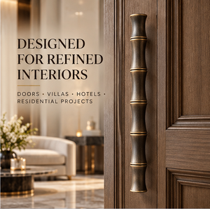 Manija de Puerta Escultural de Bronce Antiguo con Perfil Segmentado Acanalado, Herraje Arquitectónico Decorativo para Puertas de Hotel y Villa - Product Image 3