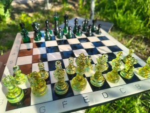 Collectible Green Resin <b>Chess</b> Board <b>Set</b> Brass <b>Chess</b> Pieces Decorative Pieces <b>Chess</b> Home Decor Resin <b>chess</b> board - Product Image 6