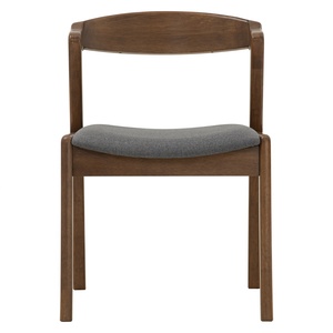 Luxury Mid Century Modern Dark Solid Malaysian Oak Dining <b>Chair</b> Curved Backrest for Hotel and <b>Small</b> Space Dining Room Use - Product Image 2
