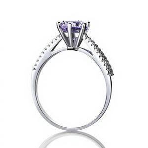 Bagues tendance à l'entrecroisement des doigts Aniva RN2686, style ethnique, sertissage à griffes, plaqué or blanc, argent sterling 925, diamant - Product Image 2