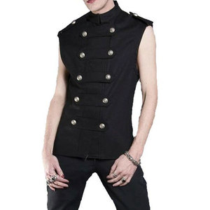 เสื้อกั๊กโกธิคขายส่ง สไตล์ร็อค อีโม กอธ สตีมพังก์ คอตั้ง กระดุมโลหะ โรงงานรับผลิตแบบ OEM ODM - Product Image 6